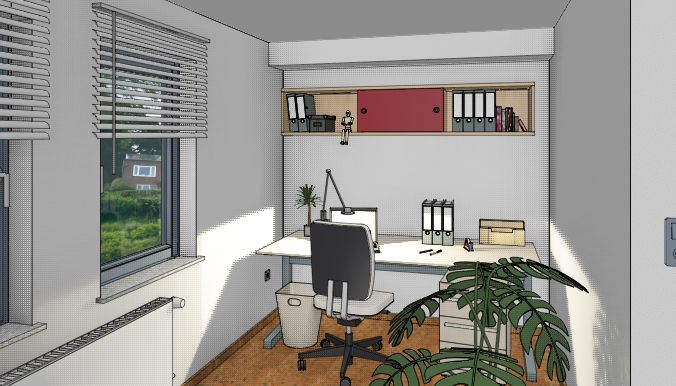 3D-Visualisierung eines Home-Office